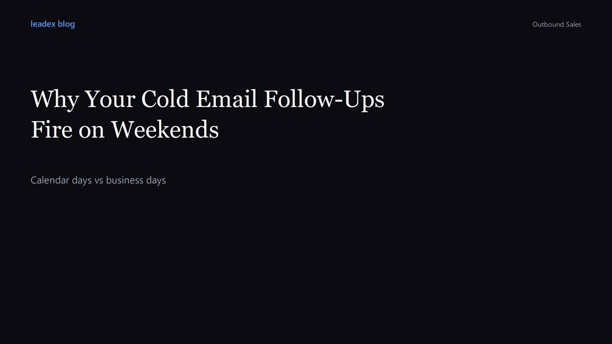 Why Your Cold Email Follow-Ups Fire on Weekends: Calendar-Day Counting and How to Fix It