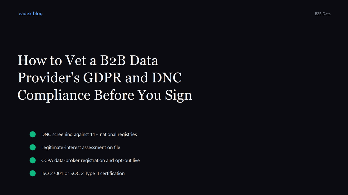 How to Vet a B2B Data Provider GDPR and Do-Not-Call Compliance Before You Sign